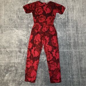 Motel Rocks Red Floral Short Sleeve Jumpsuit